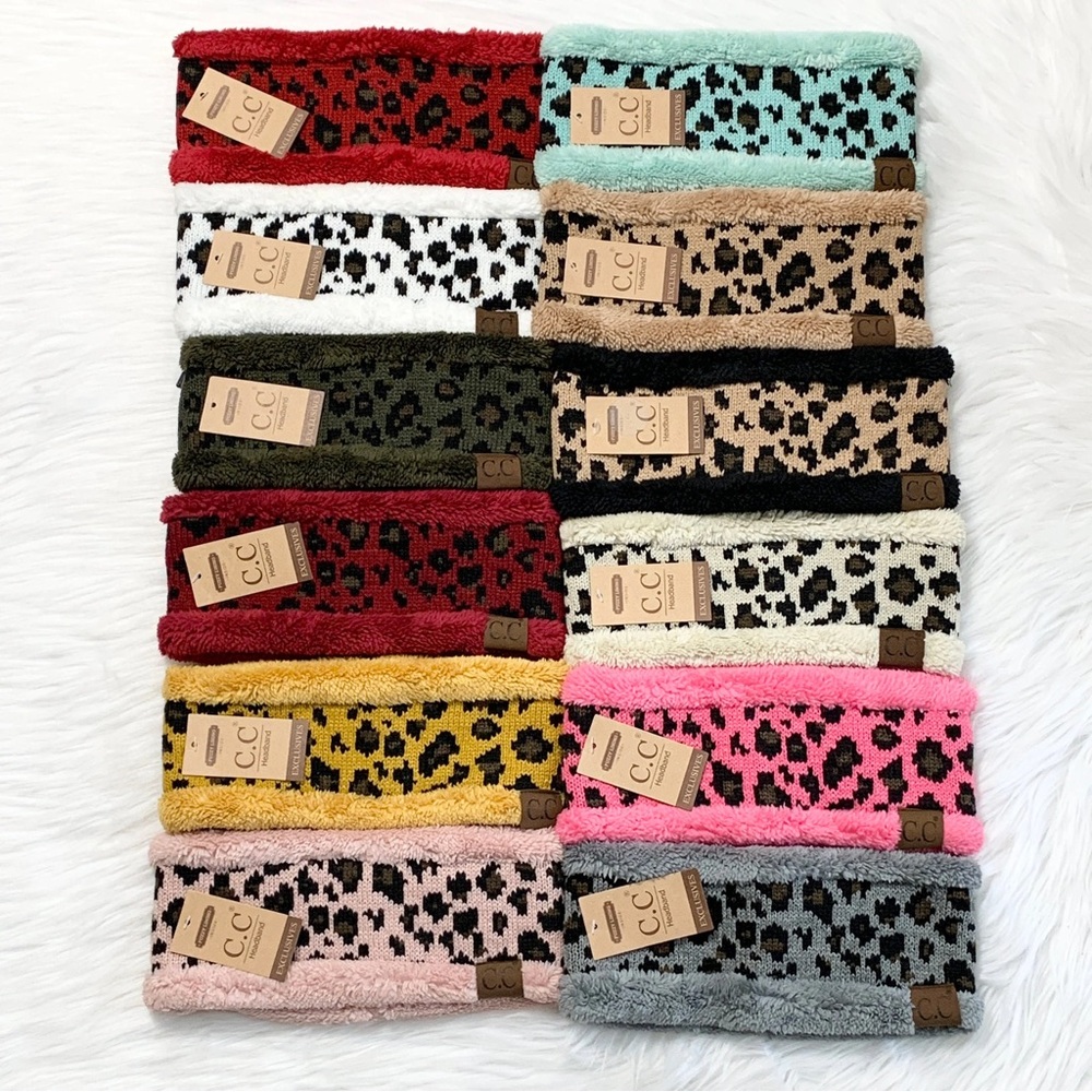 C.C Leopard Lined Headband, Winter Headwrap, Premium Headband, Warm Headband